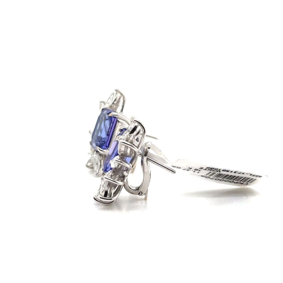 2.57 Karat Pırlanta 9.13 Karat Tanzanit Küpe
