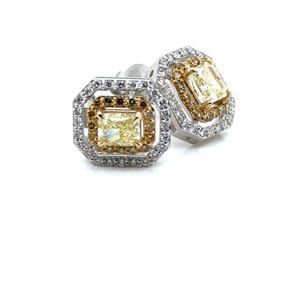 1.87 Karat Pırlanta Fancy Sarı Küpe