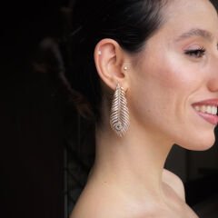 Boucheron Plume de Paon Rose Altın Küpe – 18K Pembe Altın & Pırlanta