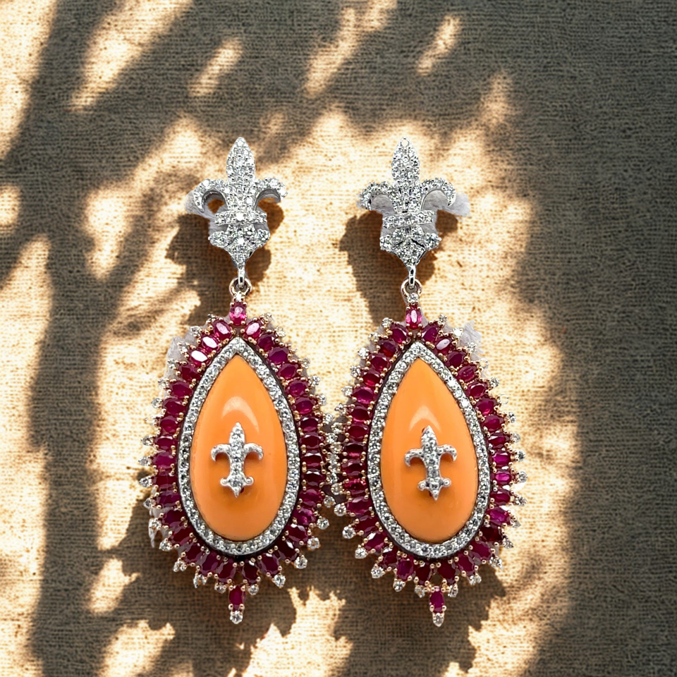 2.18 Karat Pırlanta 4.29 Karat Yakut Küpe