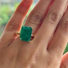 7.90 Karat Zümrüt 18K Sarı Altın Yüzük