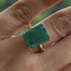 7.90 Karat Zümrüt 18K Sarı Altın Yüzük