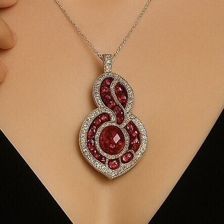 2.50 Karat Pırlanta 6.50 Karat Yakut Kolye