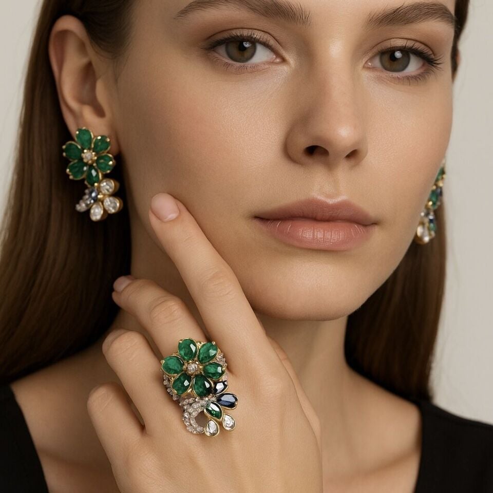 Rafi Roy Özel Tasarım Küpe Yüzük Set