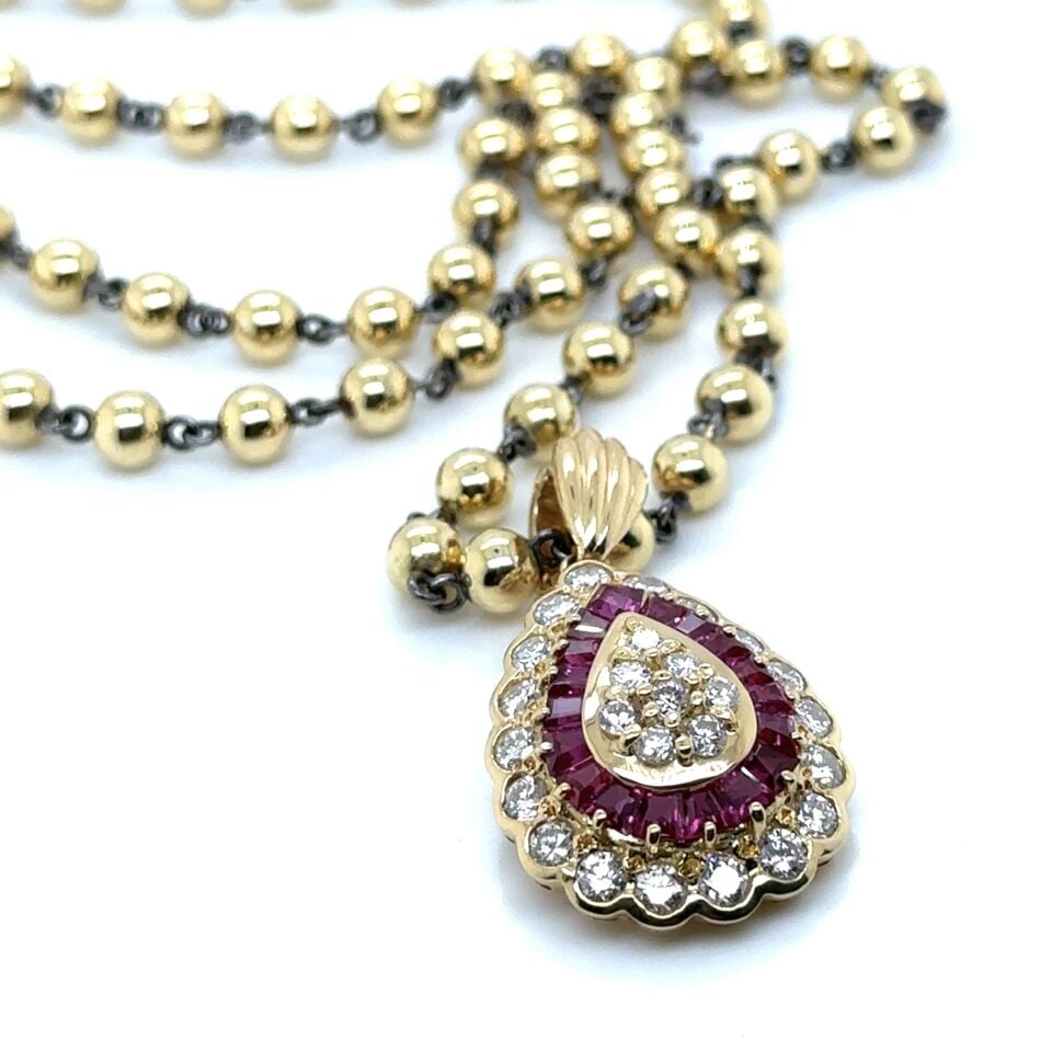 Tasarım Yakut - Pırlanta - Altın Kolye