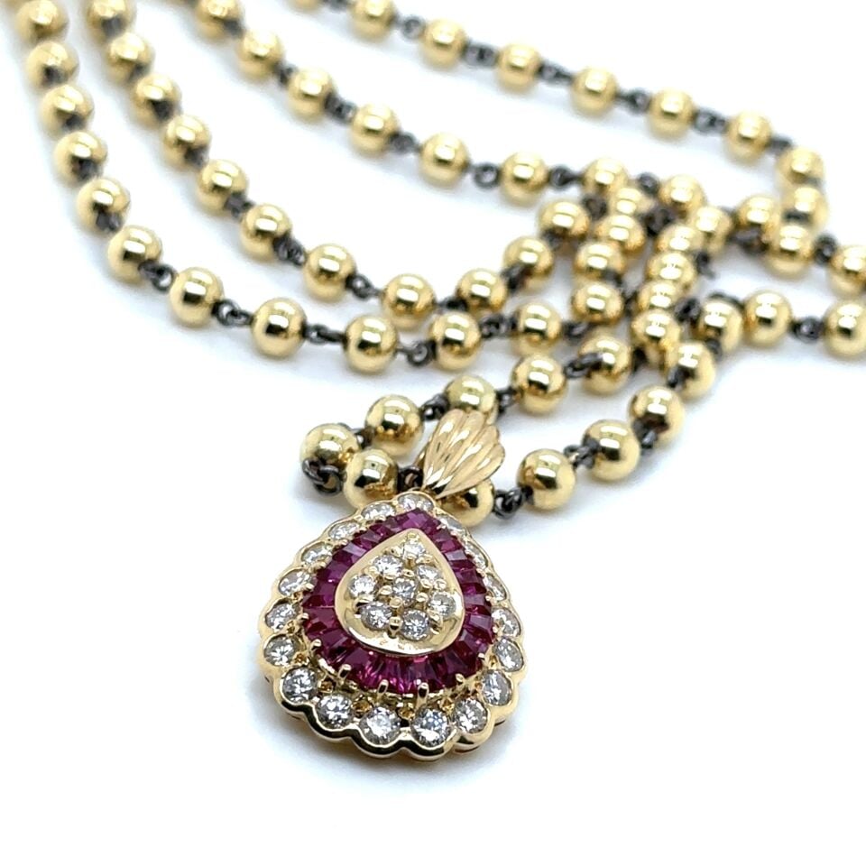 Tasarım Yakut - Pırlanta - Altın Kolye