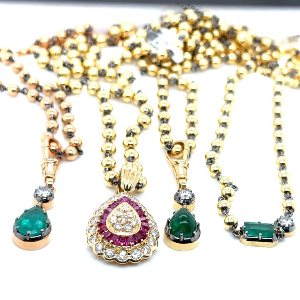 Tasarım Yakut - Pırlanta - Altın Kolye