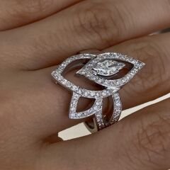 1.35 Karat Pırlanta 14 Ayar Beyaz Altın Yüzük