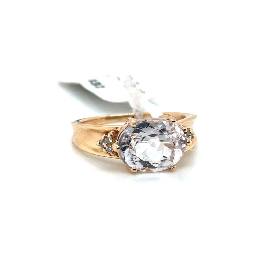 0.06 Karat Pırlanta 4.80 Karat Pembe Topaz Yüzük