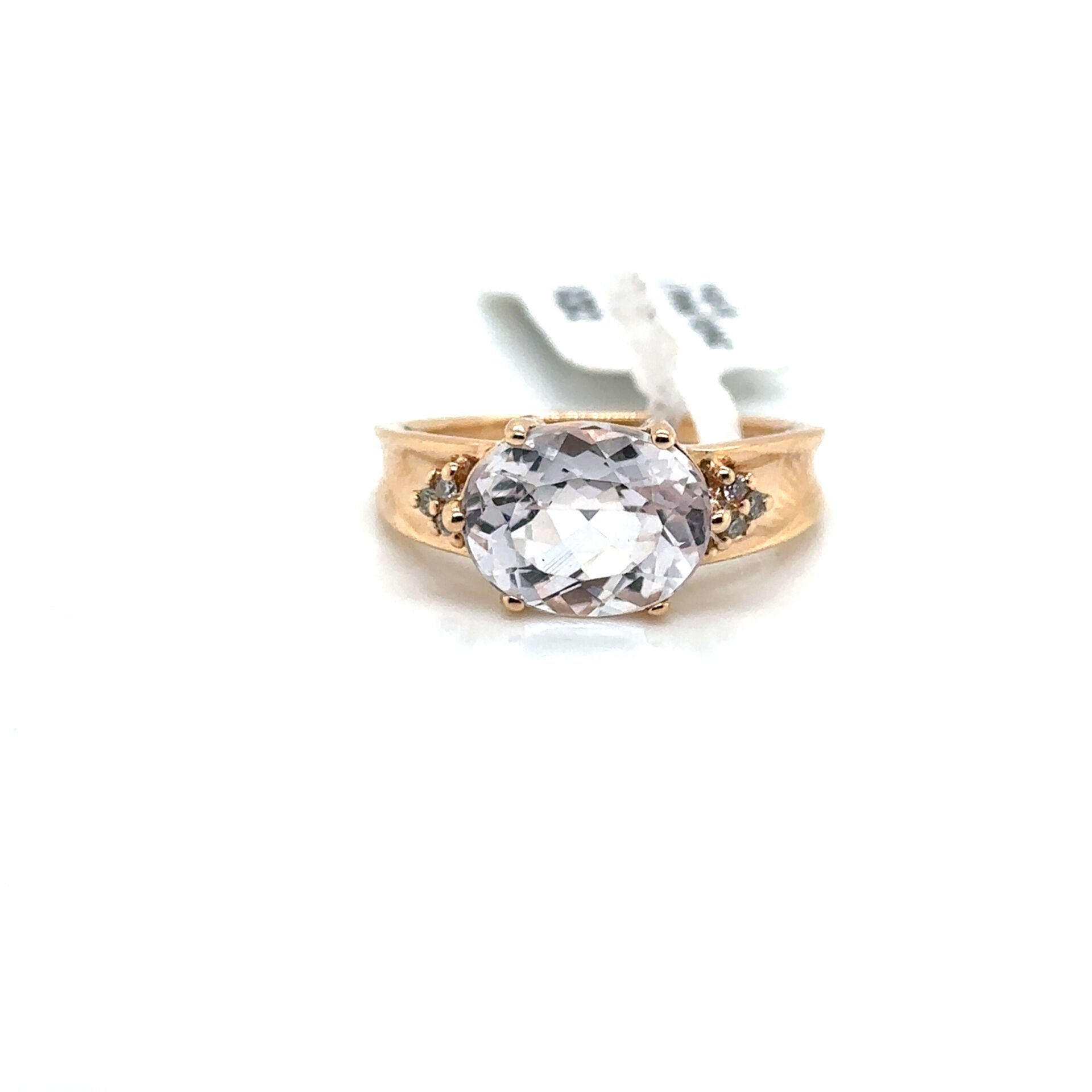 0.06 Karat Pırlanta 4.80 Karat Pembe Topaz Yüzük